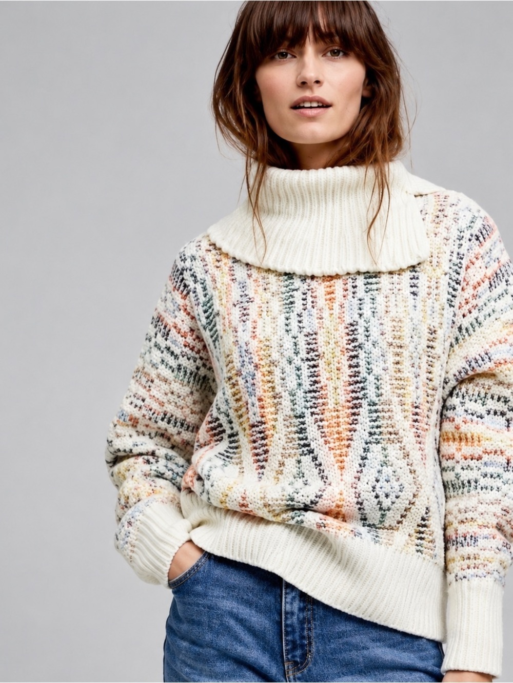 Anthropologie Sleeping On Snow Chalet Jacquard Funnel Neck Sweater M